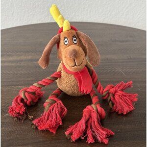 Rudolph Red Nosed Reindeer 15”Plush Red Rope Squeak Dog Toy “Fetch For Pets.”